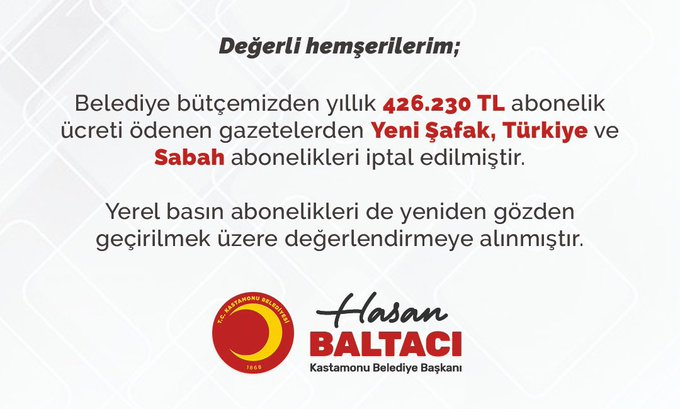 CHP’li Belediye İptal Etti: 3 Gazeteye Yıllık Yaklaşık 500 Bin Lira Ödeniyormuş