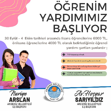 AKDENİZ BELEDİYESİ ÜNİVERSİTE ÖĞRENCİLERİNİN YANINDA