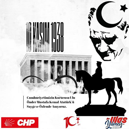 CHP MEZİTLİ İLÇE BAŞKANI AV. ULAŞ YILMAZ 10 Kasım mesajı