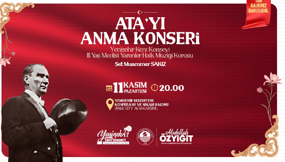 Yenişehir Belediyesi Ata’yı Anma Konseri düzenleyecek