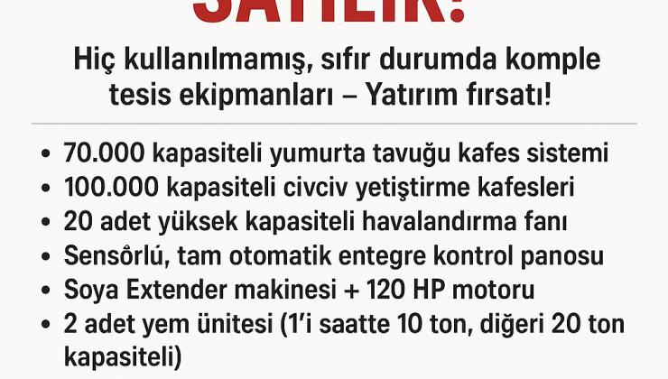 KOMPLE CİVCİV VE YUMURTA TAVUKÇULUK TESİSİ EKİPMANLARI SATILIK!