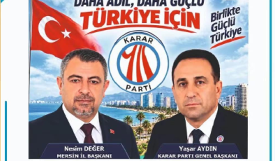 KARAR PARTİ; GENEL BAŞKAN YAŞAR AYDIN’IN KATILIMLARIYLA MERSİN İL 1. KONGRESİ MERSİN  İL BAŞKANI NESİM DEĞER’İN YENİDEN SEÇİLMESİYLE VE ÇOŞKULU KATILIMLA GERÇEKLEŞTİ. “HEDEFİMİZ GÜÇLÜ MERSİN”